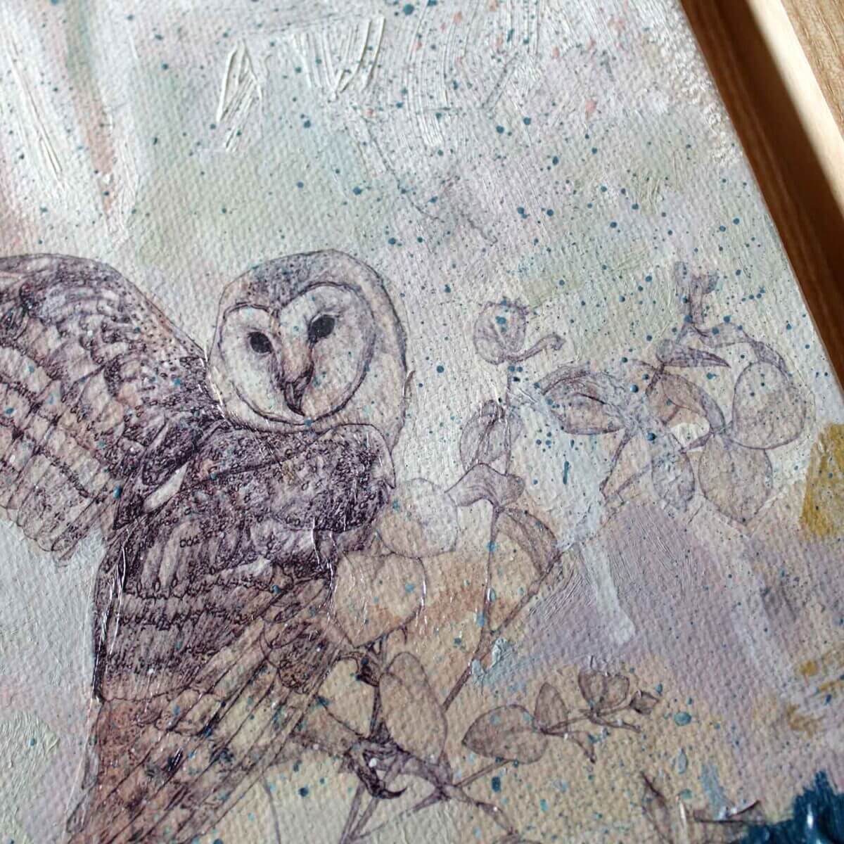 Bright Haze Painting Owl Detail