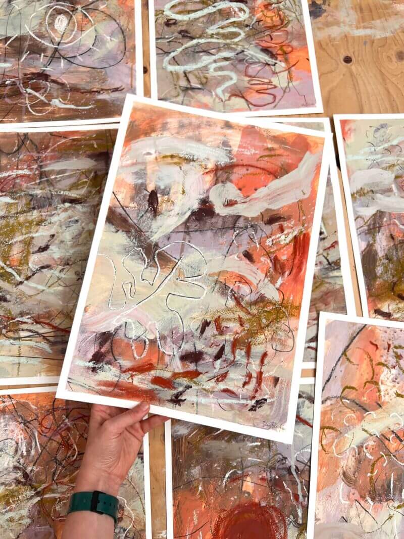 Intuition #1; RAIN - Painting on Paper - Image 5